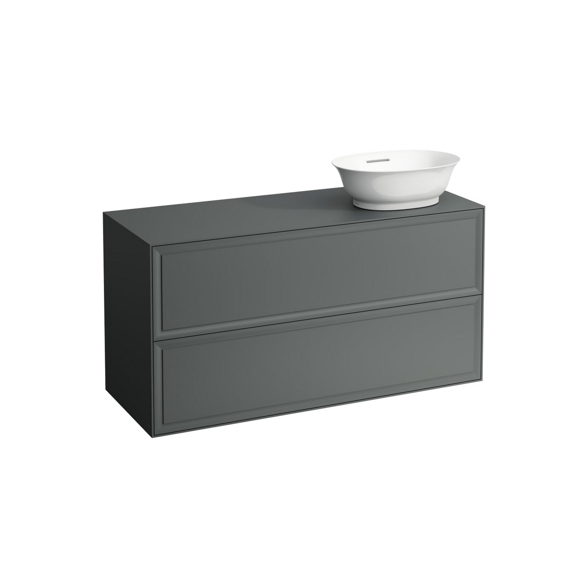 Laufen New Classic 46" 2-Drawer Traffic Gray Wall-Mounted Vanity With Sink Cut-out on the Right