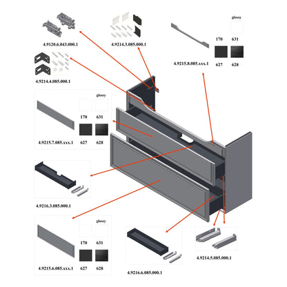 Laufen New Classic 46" 2-Drawer Traffic Gray Wall-Mounted Vanity for New Classic Bathroom Sink Model: H813858