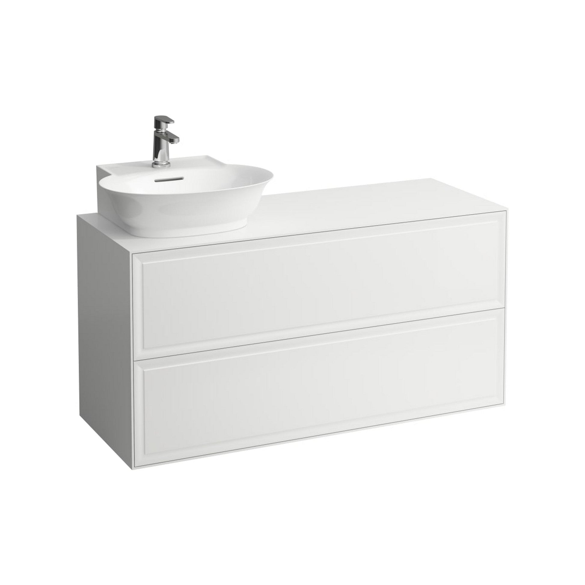 Laufen New Classic 46" 2-Drawer White Wall-Mounted Vanity With Sink Cut-out on the Left for New Classic Bathroom Sink Model: H816852