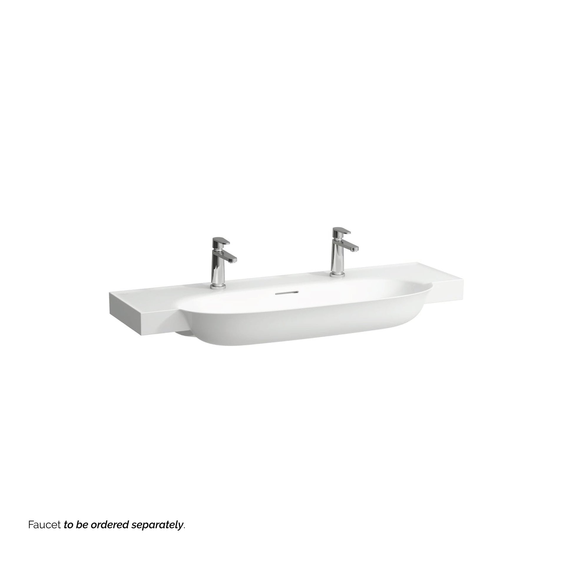 Laufen New Classic 47" x 19" Matte White Ceramic Wall-Mounted Bathroom Sink With 2 Faucet Holes