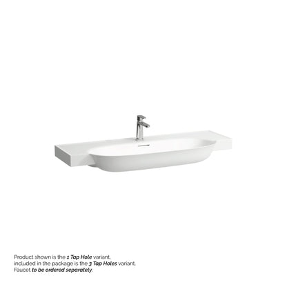 Laufen New Classic 47" x 19" Matte White Ceramic Wall-Mounted Bathroom Sink With 3 Faucet Holes