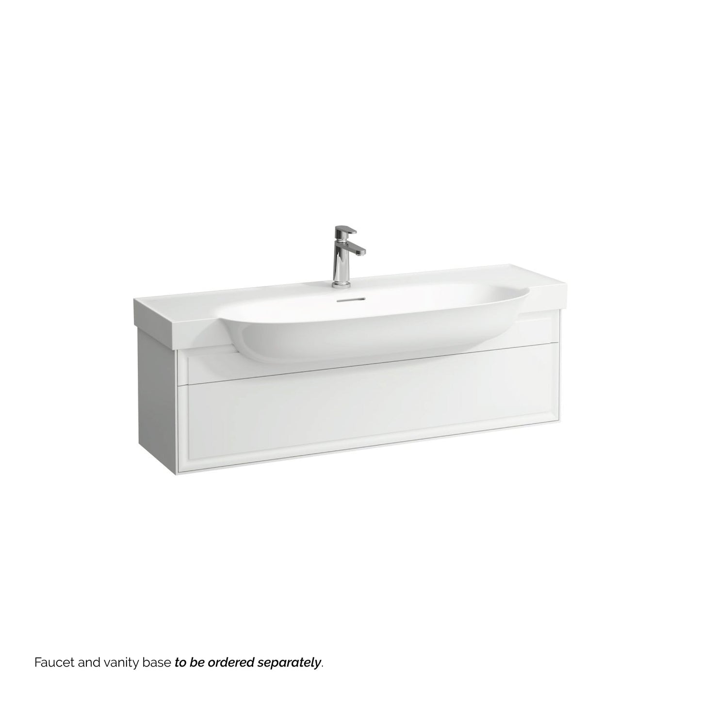 Laufen New Classic 47" x 19" Matte White Ceramic Wall-Mounted Bathroom Sink With Faucet Hole