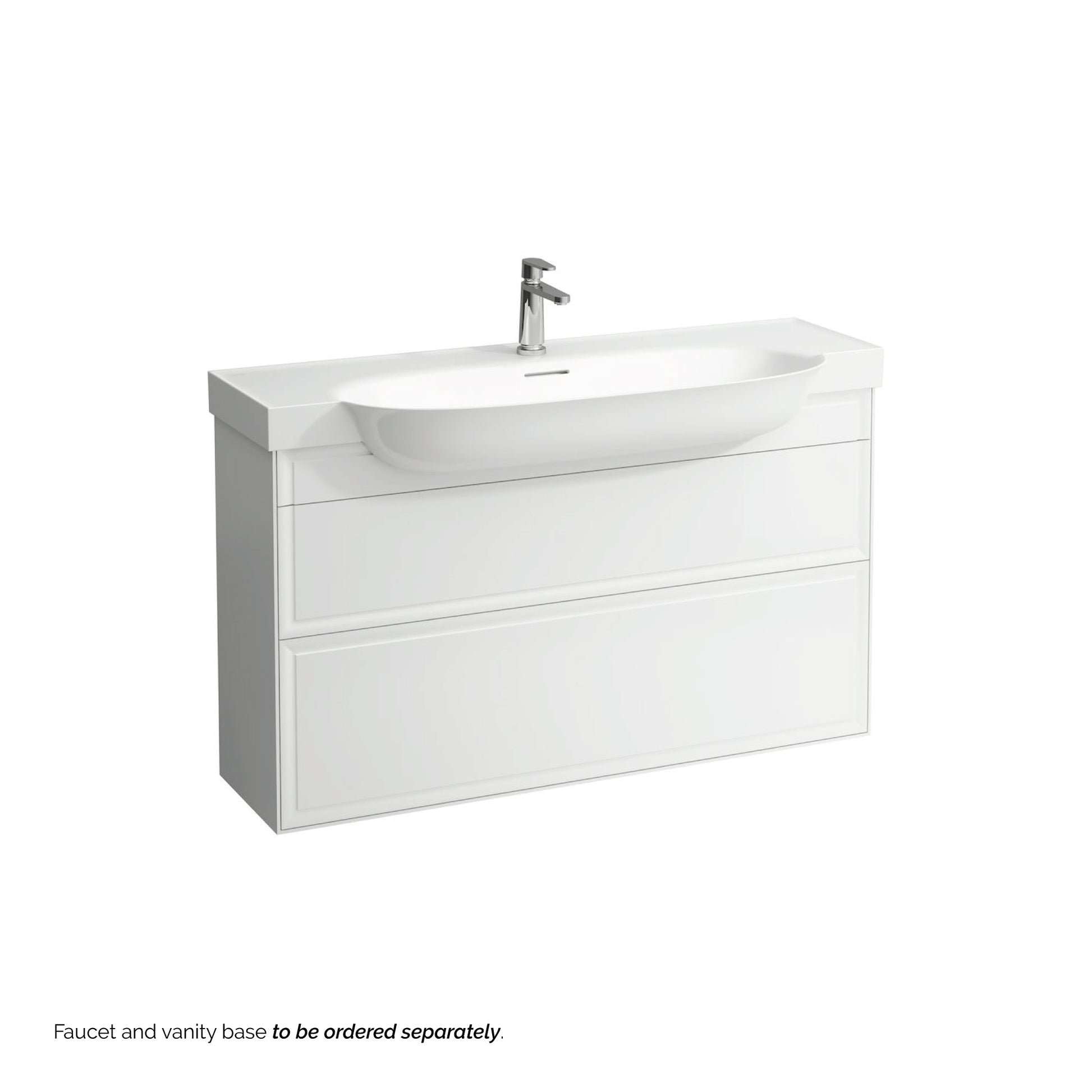 Laufen New Classic 47" x 19" Matte White Ceramic Wall-Mounted Bathroom Sink With Faucet Hole