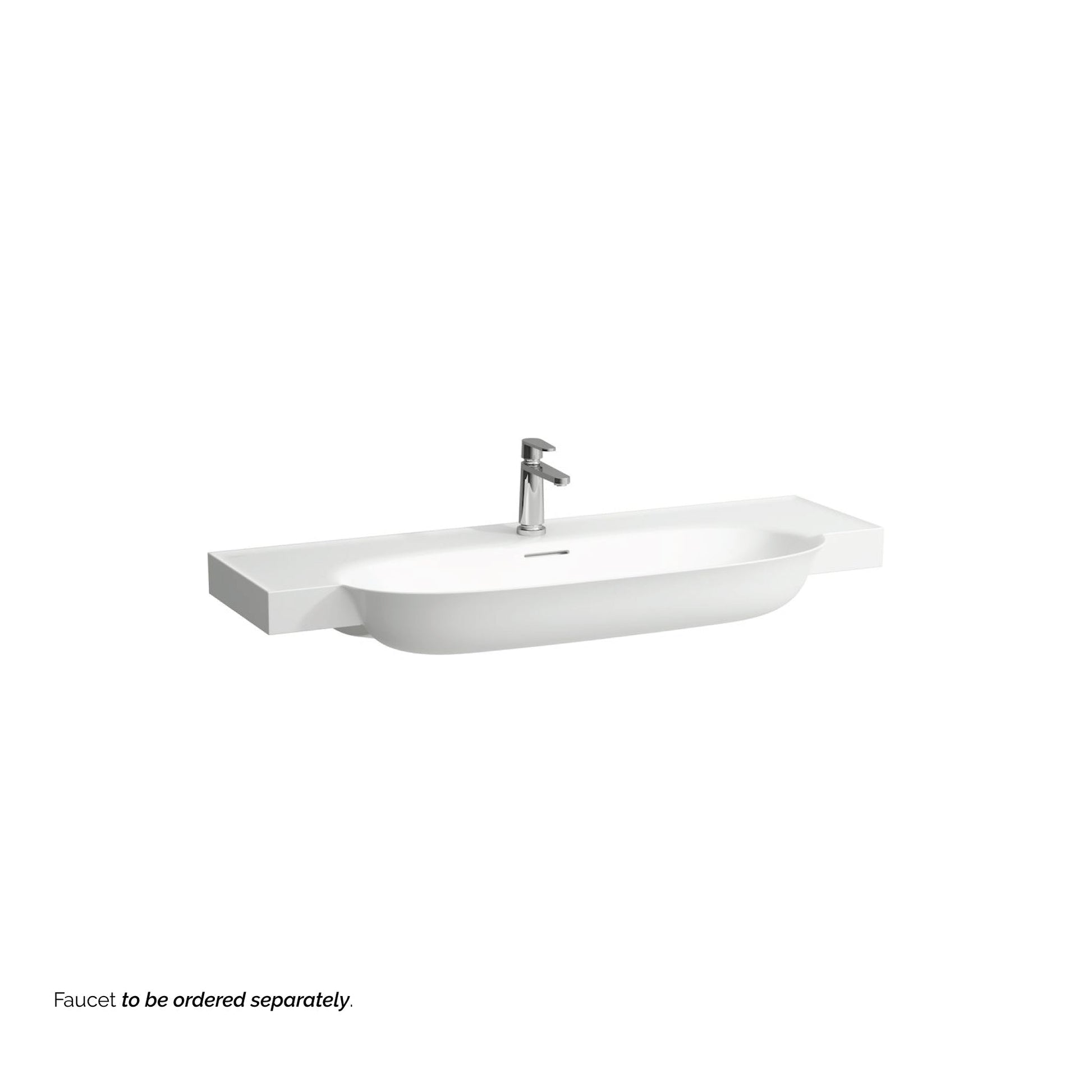 Laufen New Classic 47" x 19" Matte White Ceramic Wall-Mounted Bathroom Sink With Faucet Hole