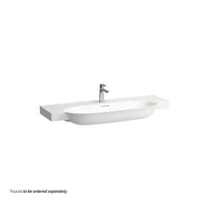 Laufen New Classic 47" x 19" Matte White Ceramic Wall-Mounted Bathroom Sink With Faucet Hole