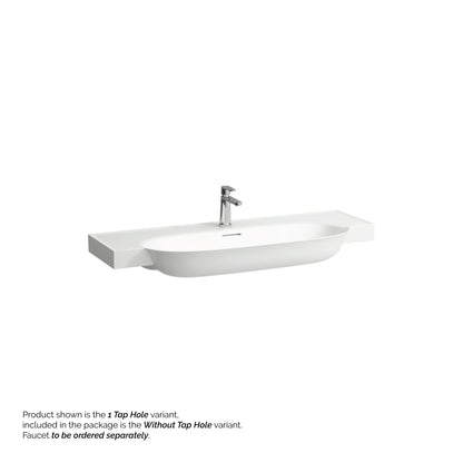 Laufen New Classic 47" x 19" Matte White Ceramic Wall-Mounted Bathroom Sink Without Faucet Hole