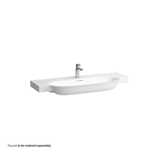 Laufen New Classic 47" x 19" White Ceramic Wall-Mounted Bathroom Sink With Faucet Hole