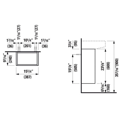 Laufen Sonar 15" 1-Door Left-Hinged Titanium Wall-Mounted Vanity for Sonar Bathroom Sink Model: H815341