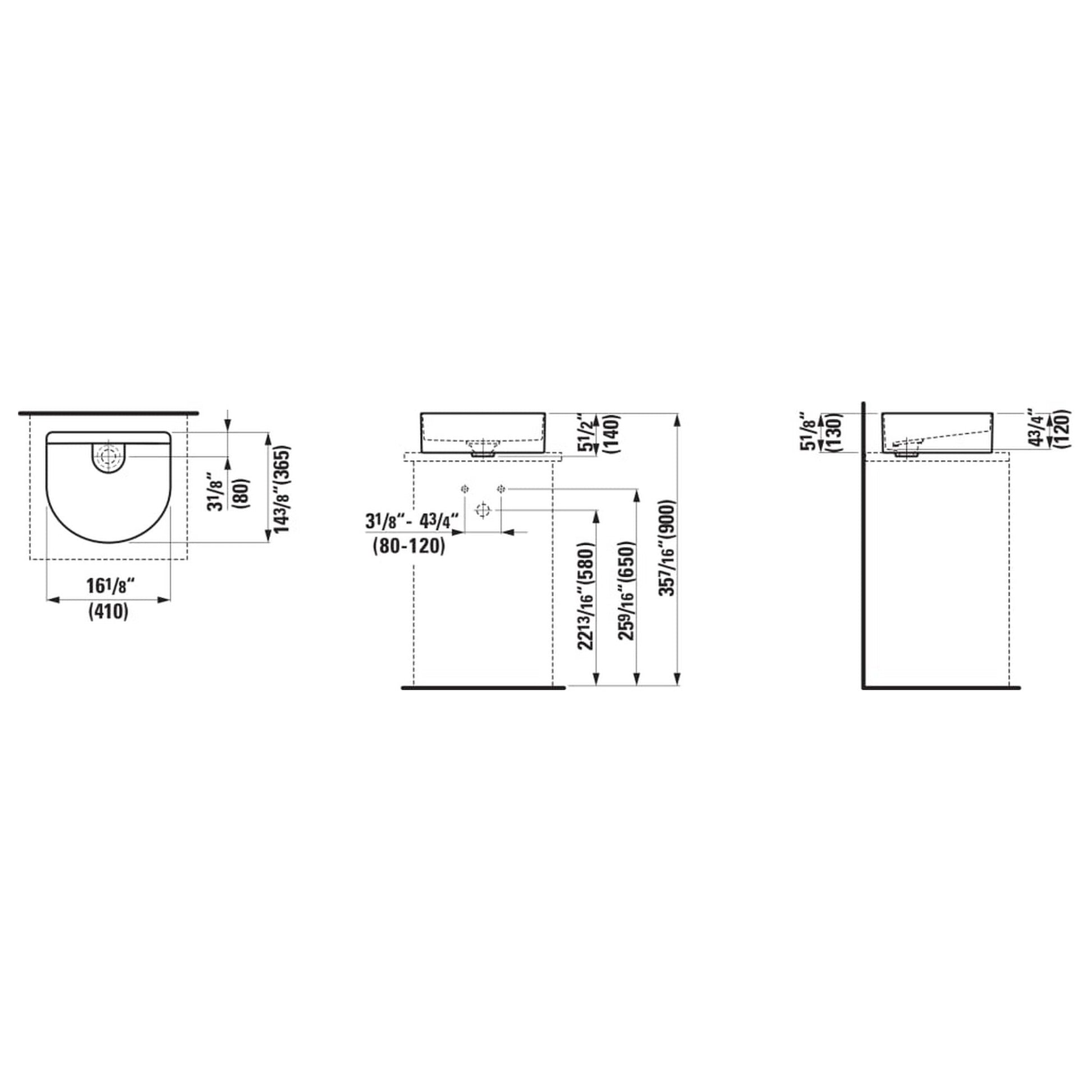 Laufen Sonar 16" Matte White Ceramic Vessel Bathroom Sink