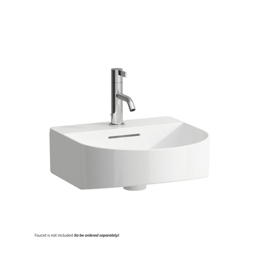 Laufen Sonar 16" Matte White Ceramic Wall-Mounted Bathroom Sink With Faucet Hole