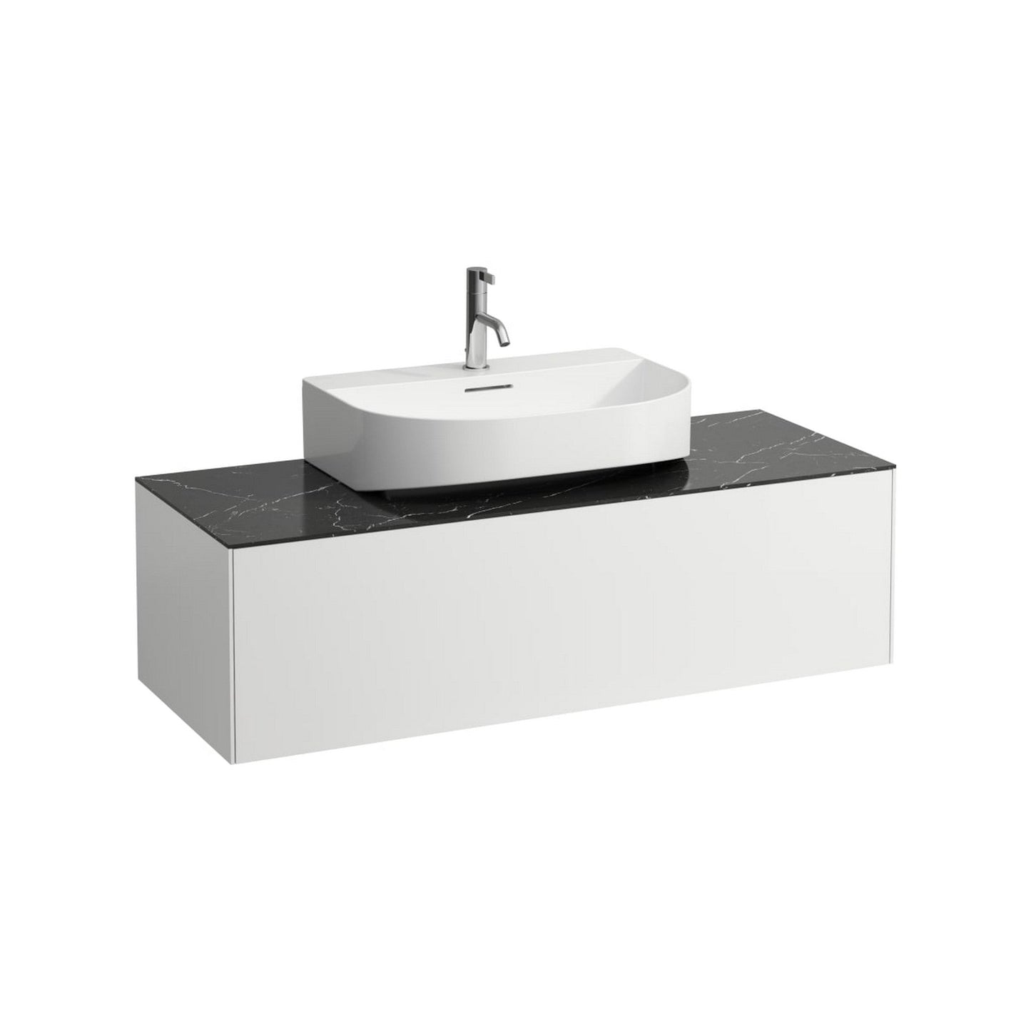 Laufen Sonar 24" Matte White Ceramic Countertop Bathroom Sink With 3 Faucet Holes