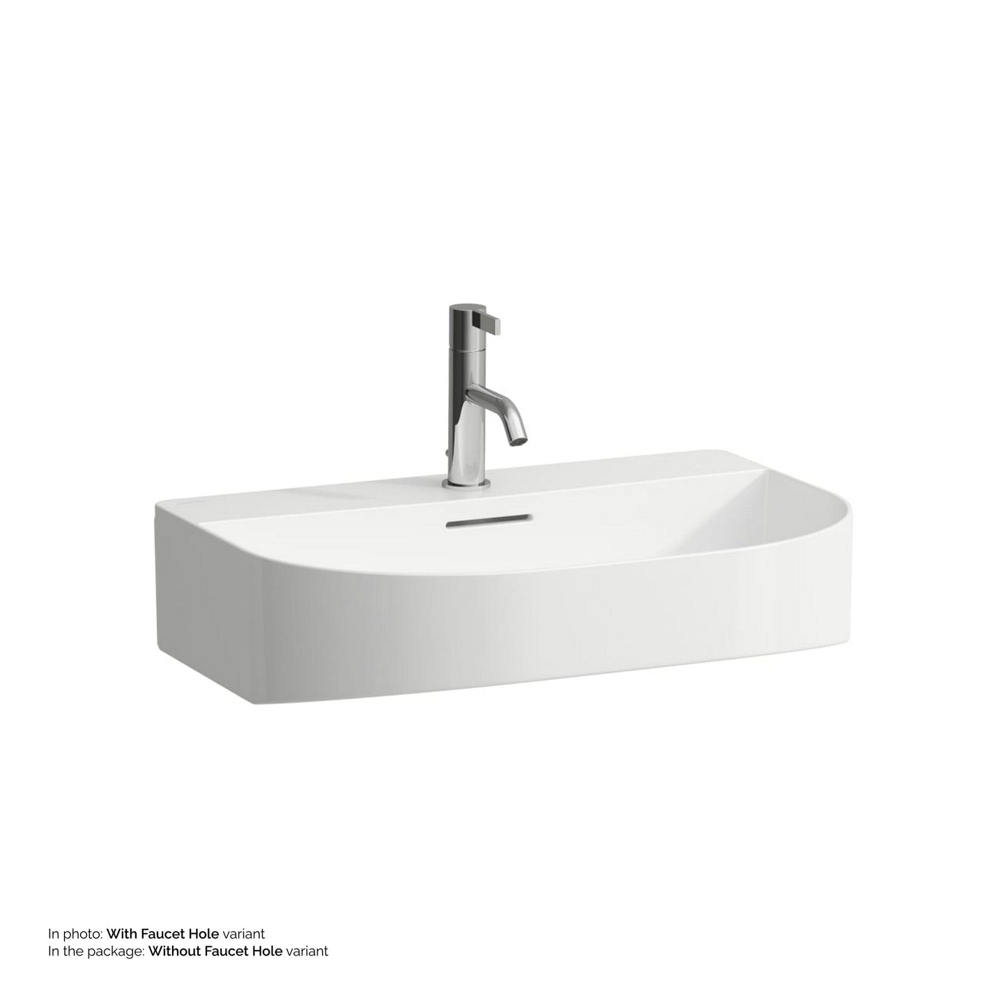 Laufen Sonar 24" Matte White Ceramic Countertop Bathroom Sink Without Faucet Hole