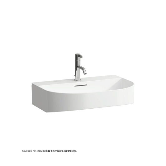 Laufen Sonar 24" Matte White Ceramic Wall-Mounted Bathroom Sink With Faucet Hole