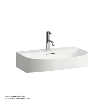 Laufen Sonar 24" White Ceramic Countertop Bathroom Sink With 3 Faucet Holes