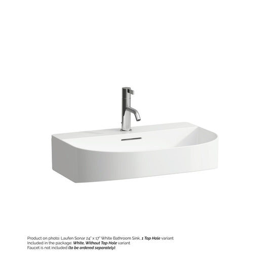 Laufen Sonar 24" White Ceramic Wall-Mounted Bathroom Sink Without Faucet Hole