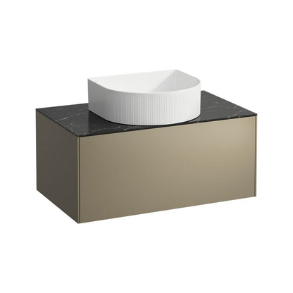 Laufen Sonar 31" 1-Drawer Titanium Wall-Mounted Vanity With Nero Marquina Marble Top and Center Sink Cut-out