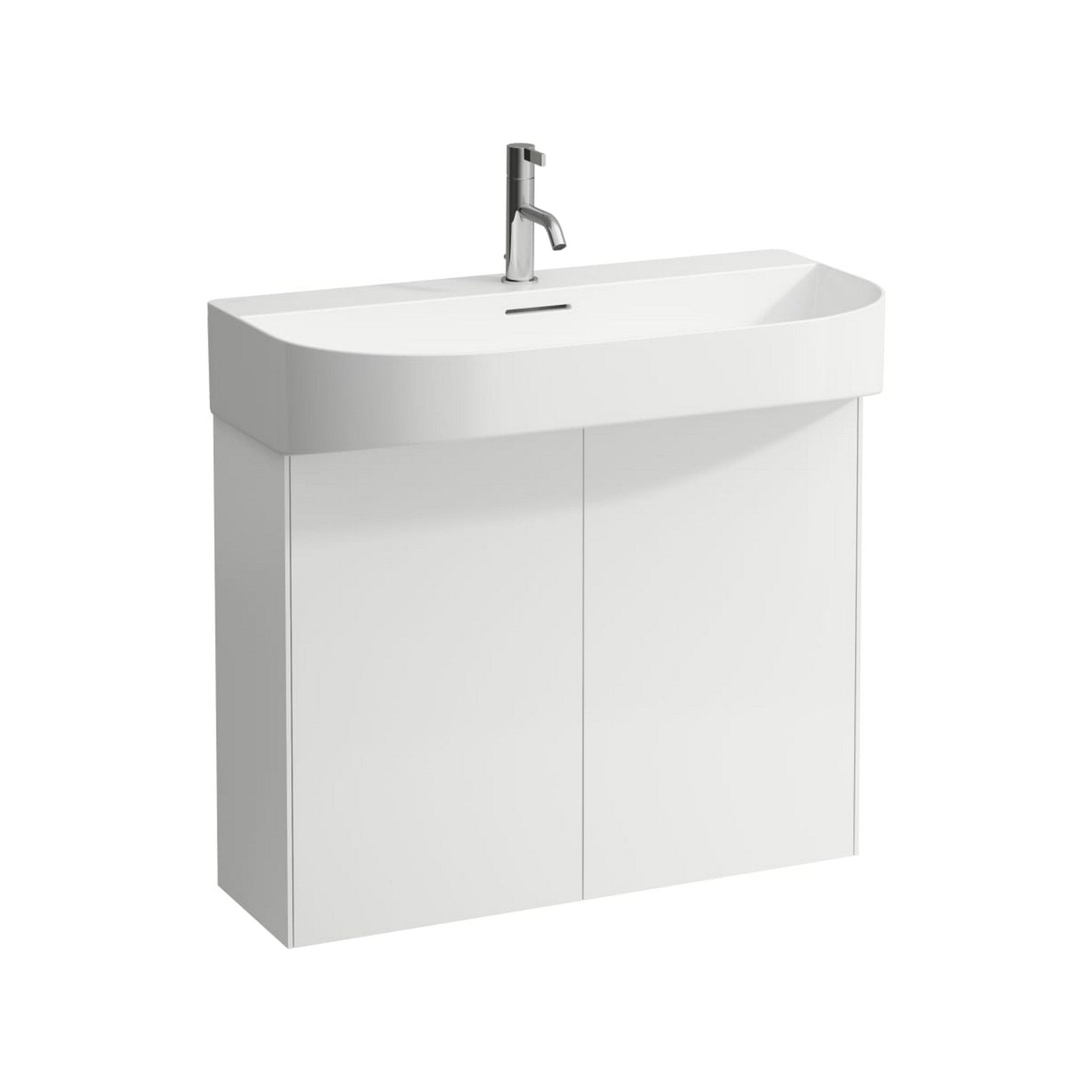 Laufen Sonar 32" Matte White Ceramic Wall-Mounted Bathroom Sink Without Faucet Hole