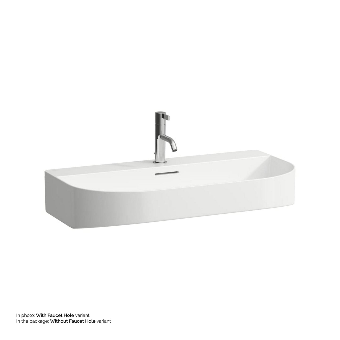 Laufen Sonar 32" Matte White Ceramic Wall-Mounted Bathroom Sink Without Faucet Hole