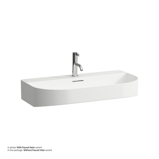 Laufen Sonar 32" White Ceramic Countertop Bathroom Sink Without Faucet Hole
