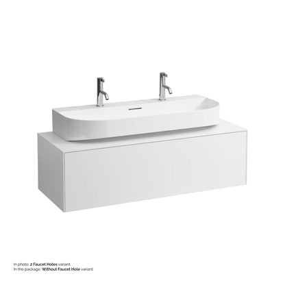 Laufen Sonar 39" Matte White Ceramic Countertop Bathroom Sink Without Faucet Hole