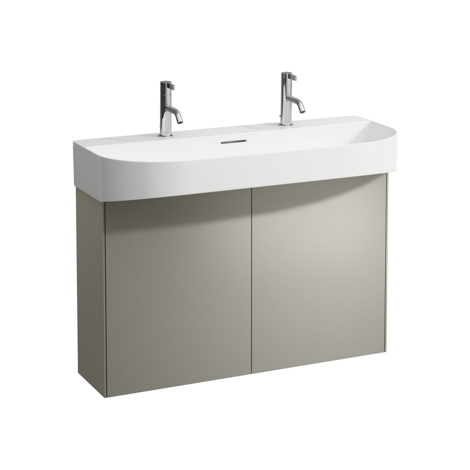 Laufen Sonar 39" Matte White Ceramic Wall-Mounted Bathroom Sink With 2 Faucet Holes