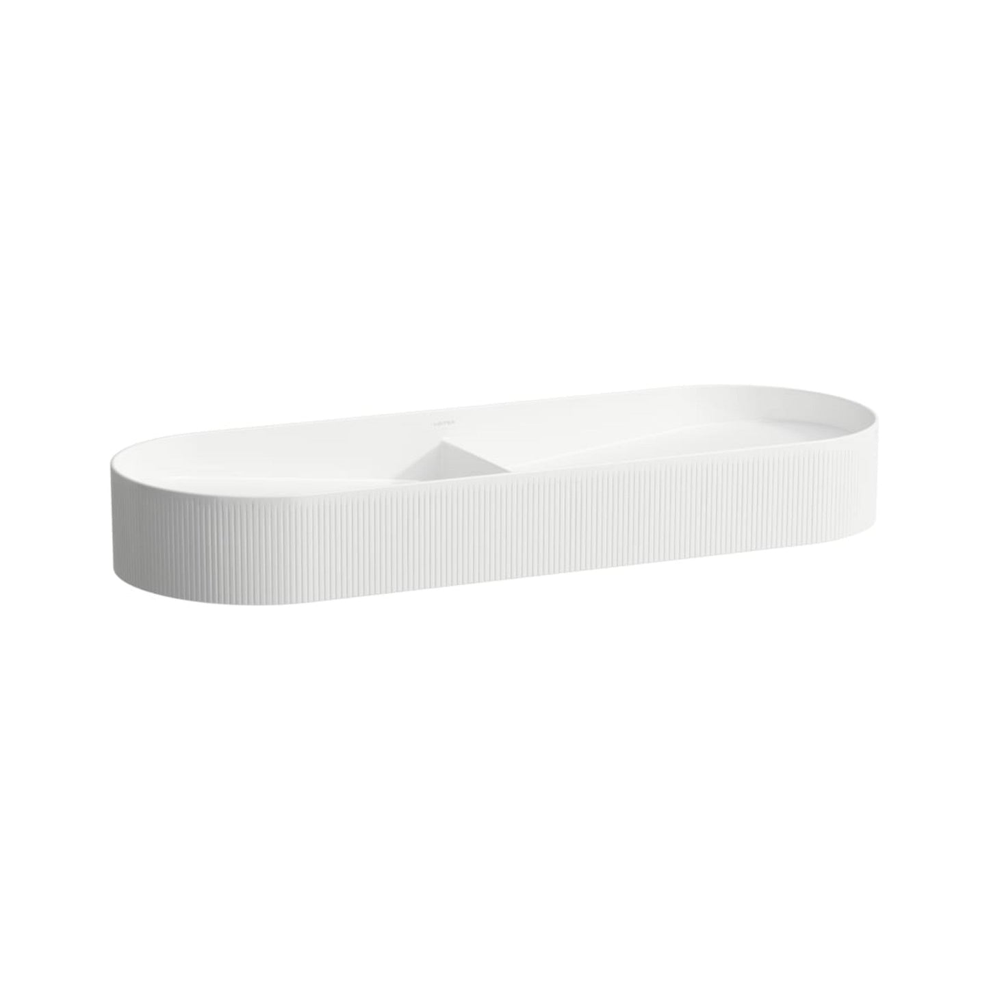 Laufen Sonar 39" Matte White Textured Ceramic Vessel Double Bathroom Sink