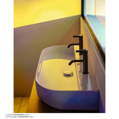 Laufen Sonar 39" White Ceramic Countertop Bathroom Sink With Faucet Hole
