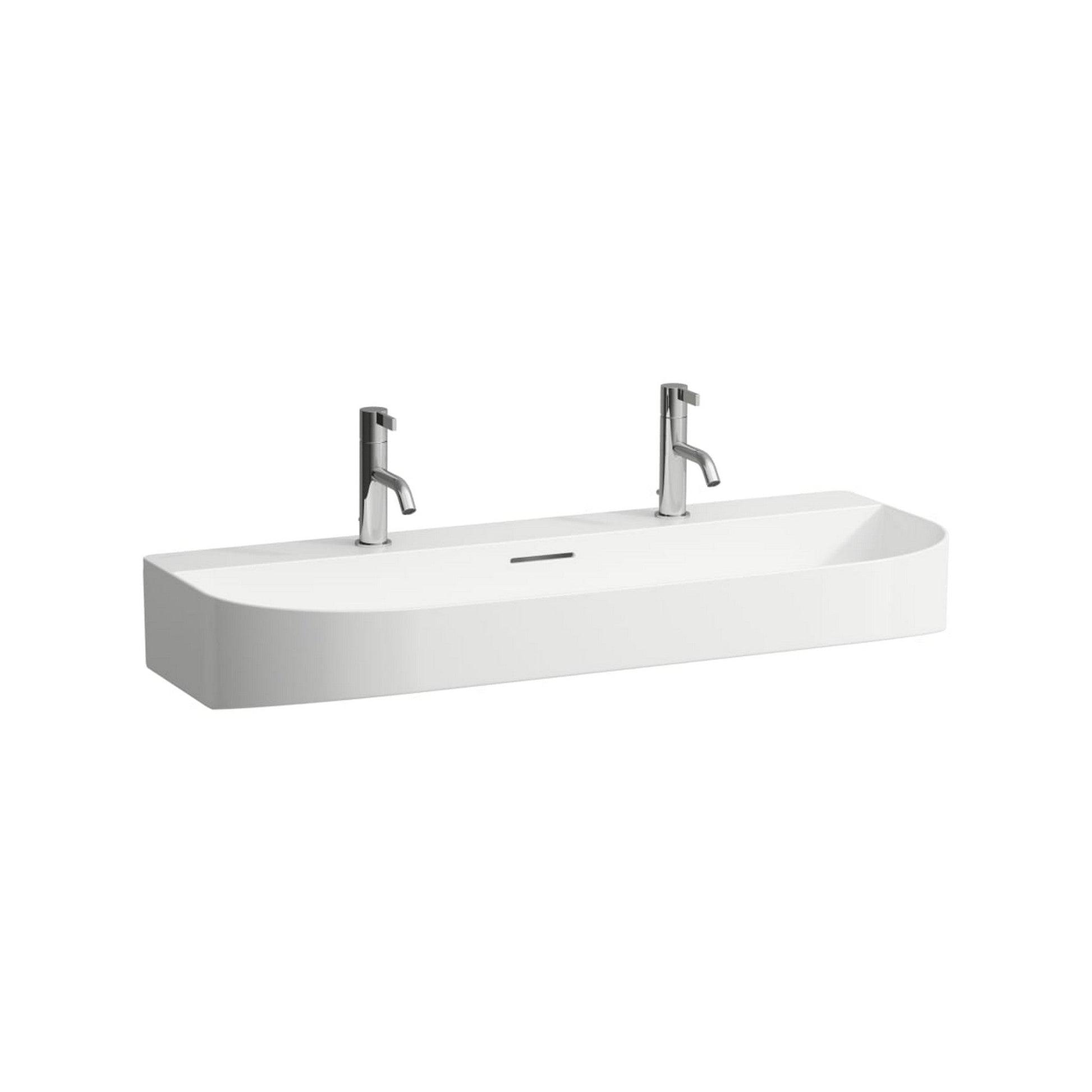 Laufen Sonar 39" White Ceramic Wall-Mounted Bathroom Sink With 2 Faucet Holes