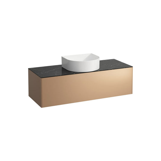 Laufen Sonar 46" 1-Drawer Copper Wall-Mounted Vanity With Nero Marquina Marble Top and Center Sink Cut-out