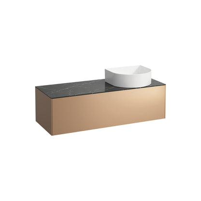 Laufen Sonar 46" 1-Drawer Copper Wall-Mounted Vanity With Nero Marquina Marble Top and Sink Cut-out on the Right