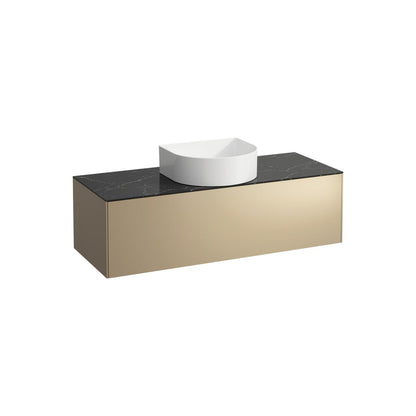 Laufen Sonar 46" 1-Drawer Gold Wall-Mounted Vanity With Nero Marquina Marble Top and Center Sink Cut-out