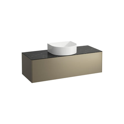 Laufen Sonar 46" 1-Drawer Titanium Wall-Mounted Vanity With Nero Marquina Marble Top and Center Sink Cut-out
