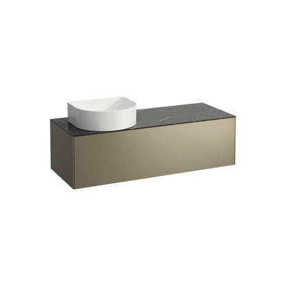 Laufen Sonar 46" 1-Drawer Titanium Wall-Mounted Vanity With Nero Marquina Marble Top and Sink Cut-out on the Left
