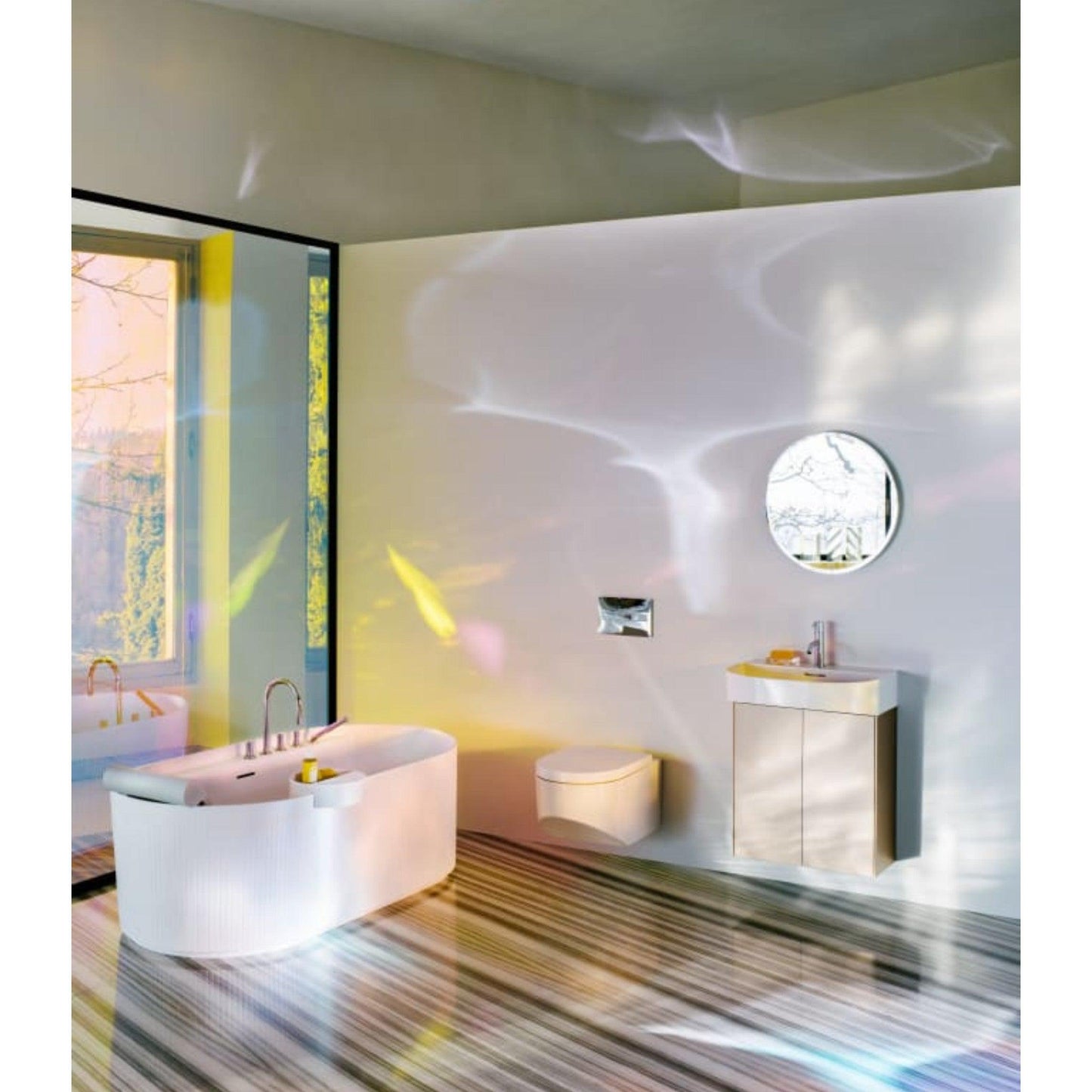 Laufen Sonar 63" x 32" Oval Glossy White Freestanding Bathtub