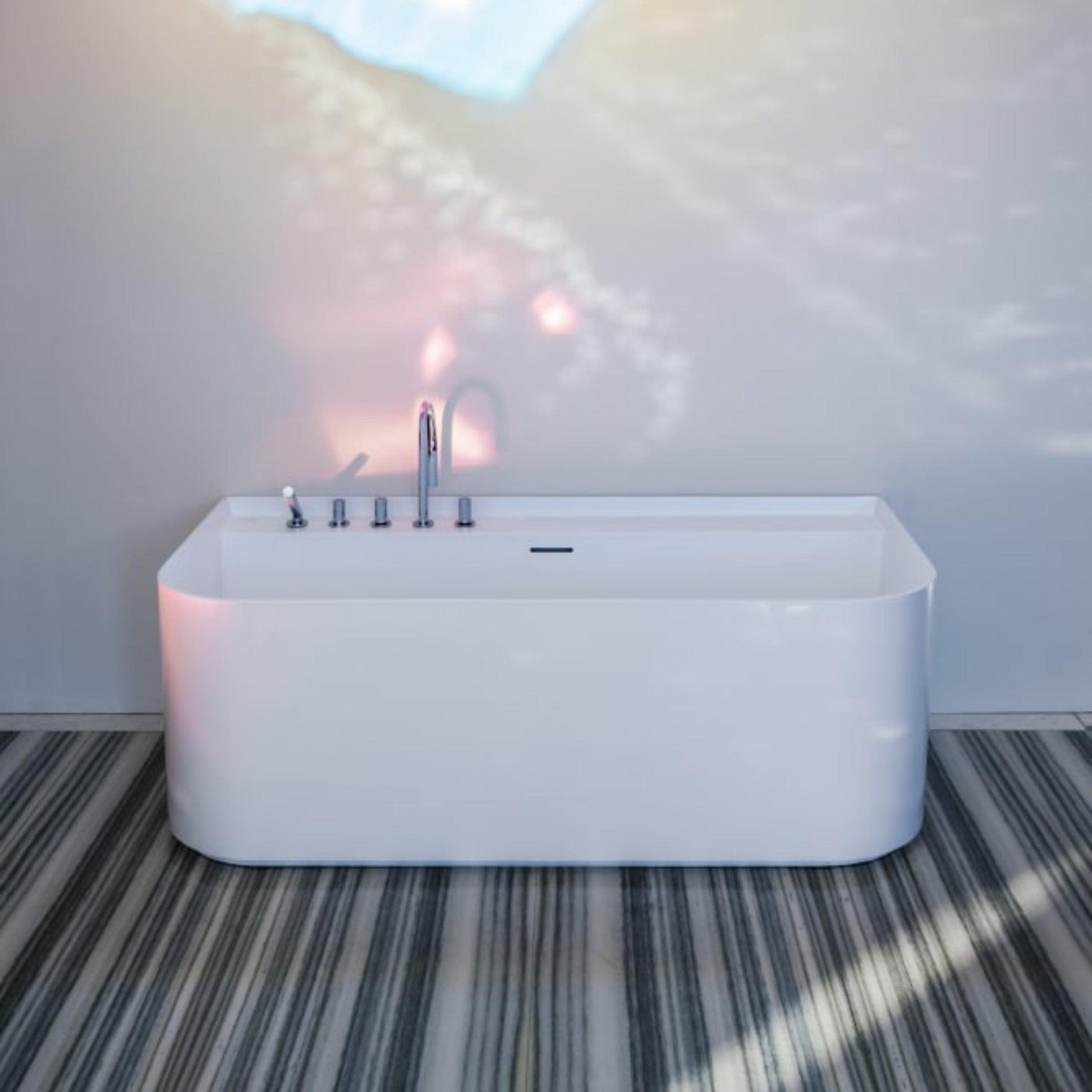 Laufen Sonar 63" x 32" Rectangular Matte Satin White Back-To-Wall Freestanding Bathtub