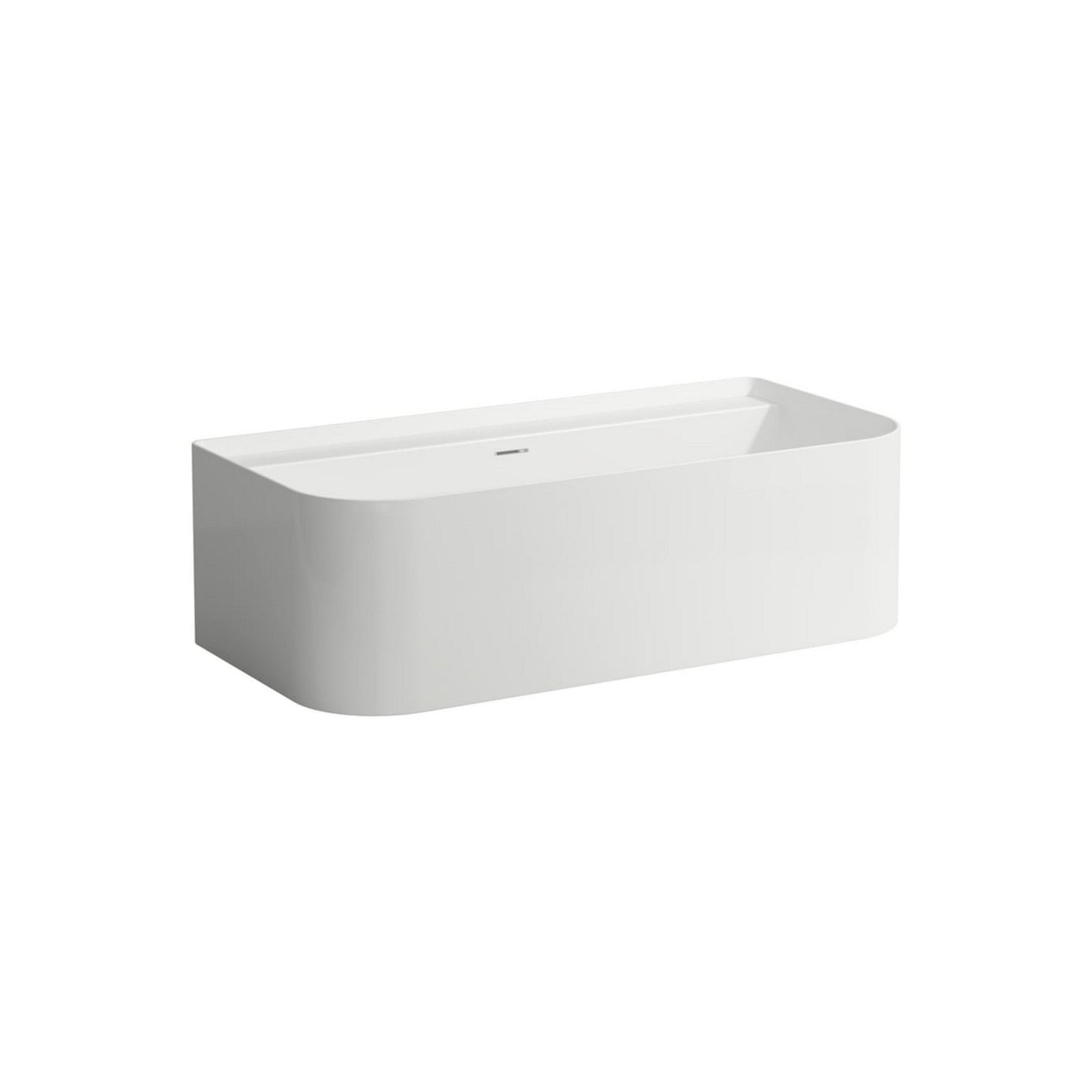 Laufen Sonar 63" x 32" Rectangular Matte Satin White Back-To-Wall Freestanding Bathtub