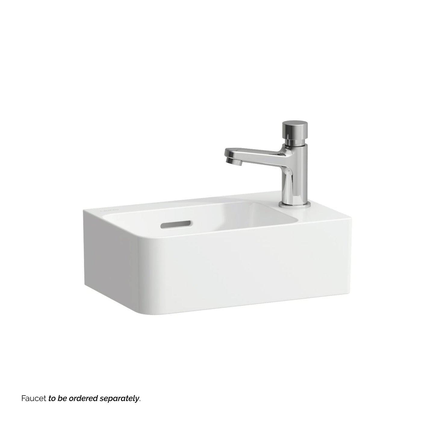 Laufen Val 13" x 9" Matte White Ceramic Wall-Mounted Bathroom Sink With Faucet Hole on the Right