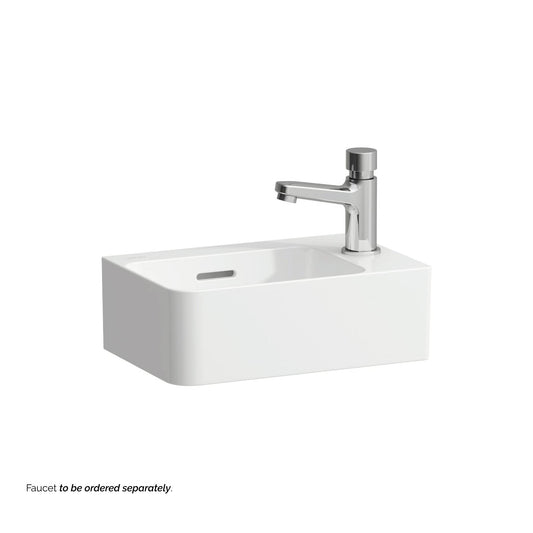 Laufen Val 13" x 9" Matte White Ceramic Wall-Mounted Bathroom Sink With Faucet Hole on the Right