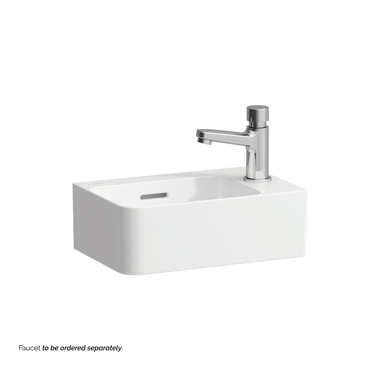 Laufen Val 13" x 9" White Ceramic Wall-Mounted Bathroom Sink With Faucet Hole on the Right