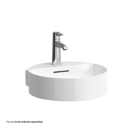 Laufen Val 16" x 17" Round Matte White Wall-Mounted Bathroom Sink With Faucet Hole