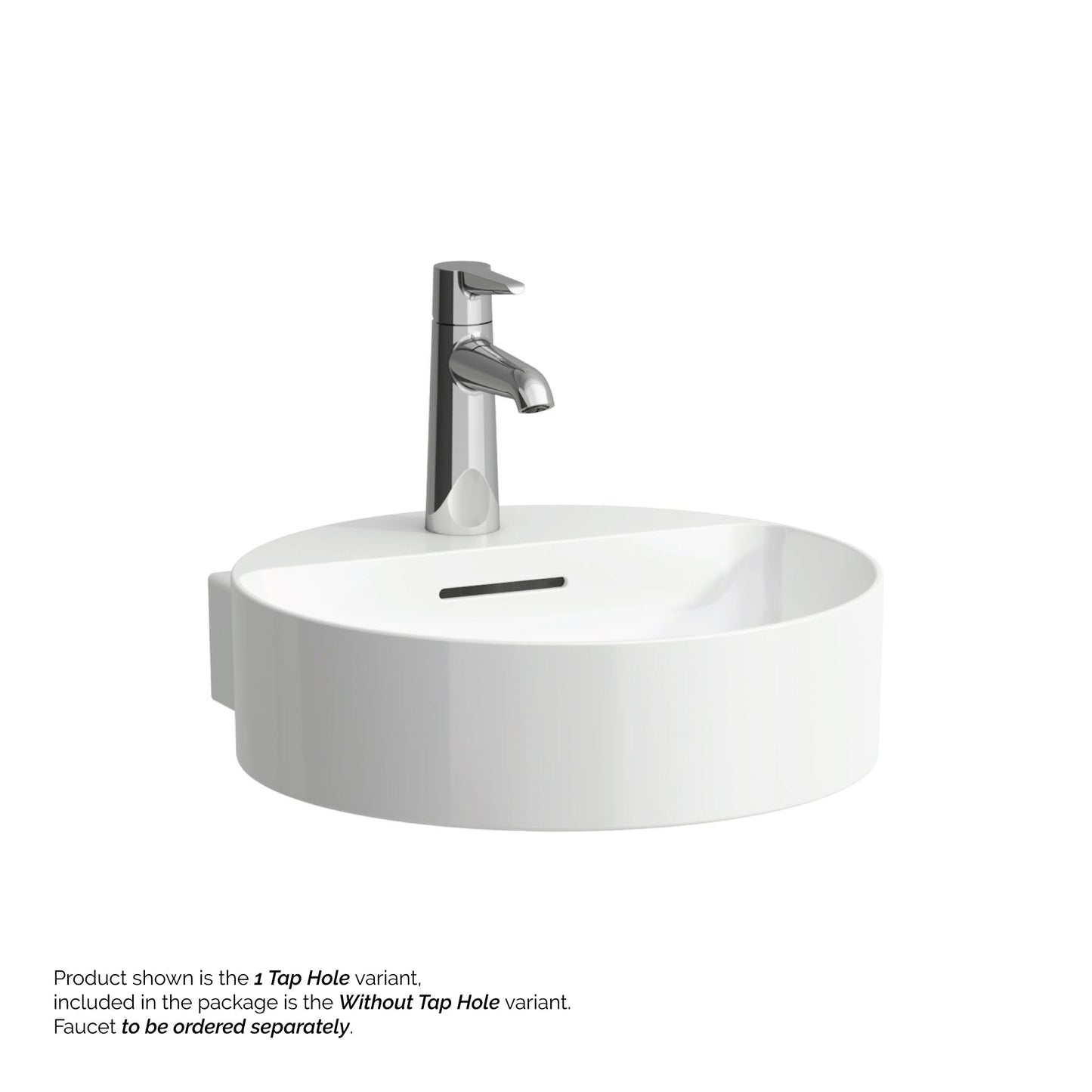 Laufen Val 16" x 17" Round Matte White Wall-Mounted Bathroom Sink Without Faucet Hole