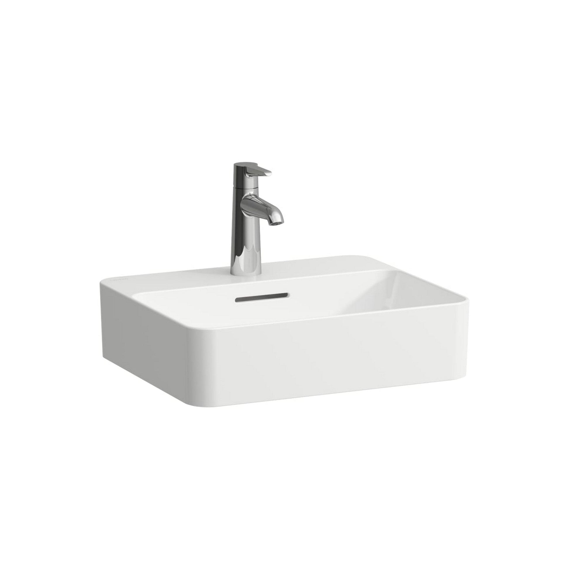 Laufen Val 18" Rectangular Matte White Countertop Bathroom Sink With Faucet Hole