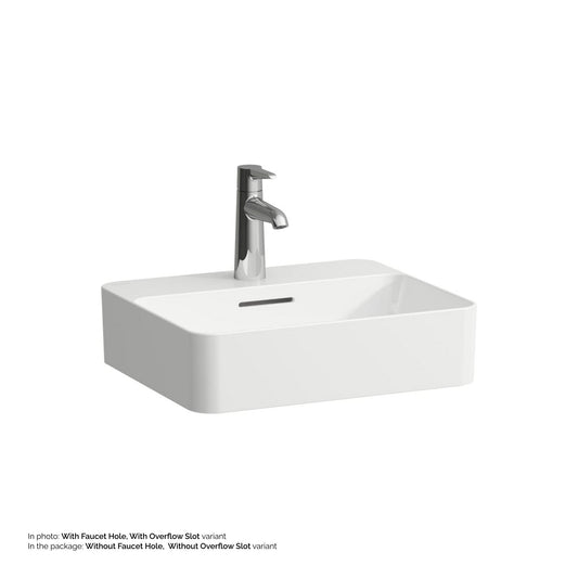 Laufen Val 18" Rectangular Matte White Countertop Bathroom Sink Without Faucet Hole and Overflow Slot