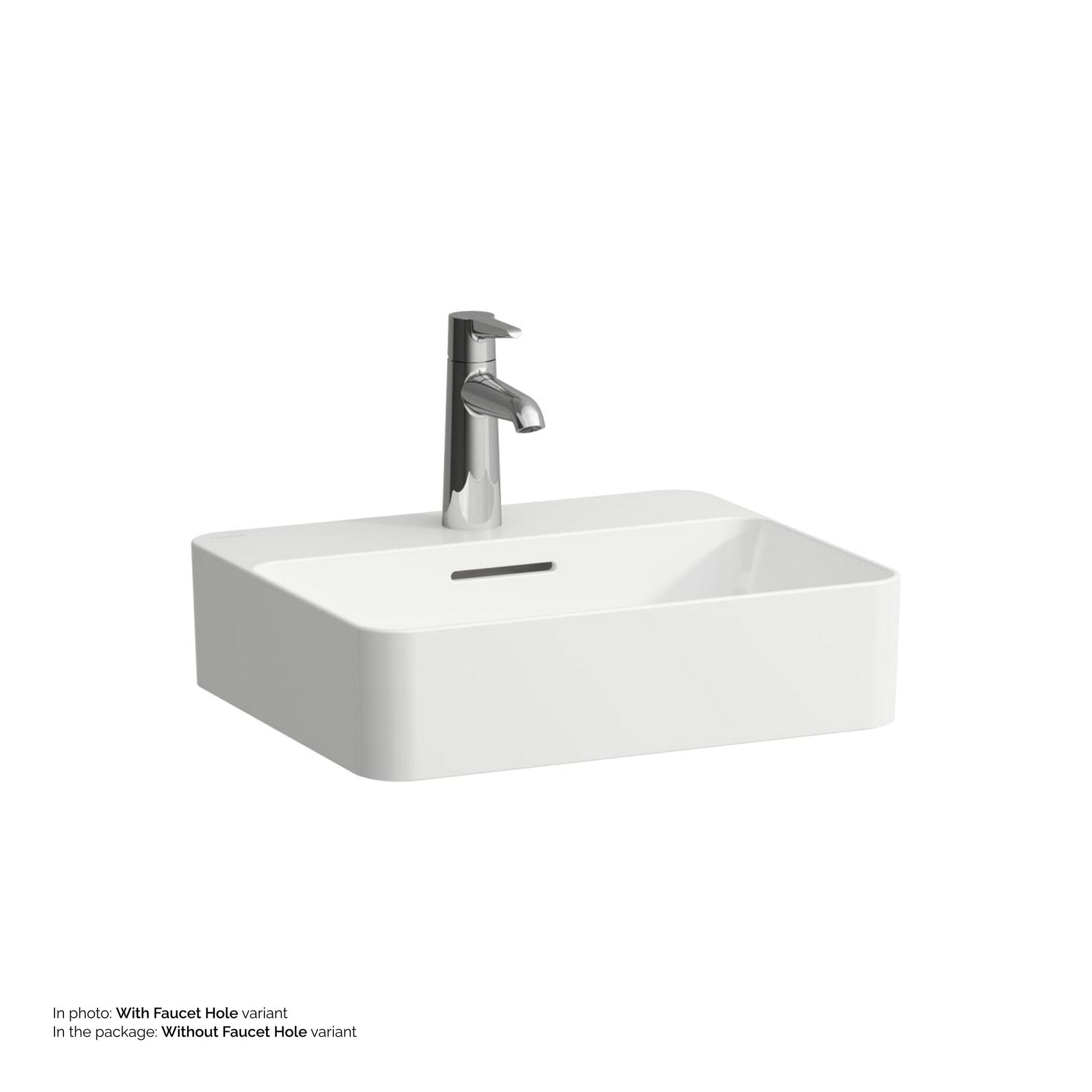 Laufen Val 18" Rectangular Matte White Countertop Bathroom Sink Without Faucet Hole