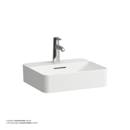 Laufen Val 18" Rectangular White Countertop Bathroom Sink With 3 Faucet Holes
