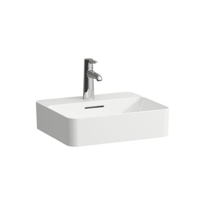 Laufen Val 18" Rectangular White Countertop Bathroom Sink With Faucet Hole