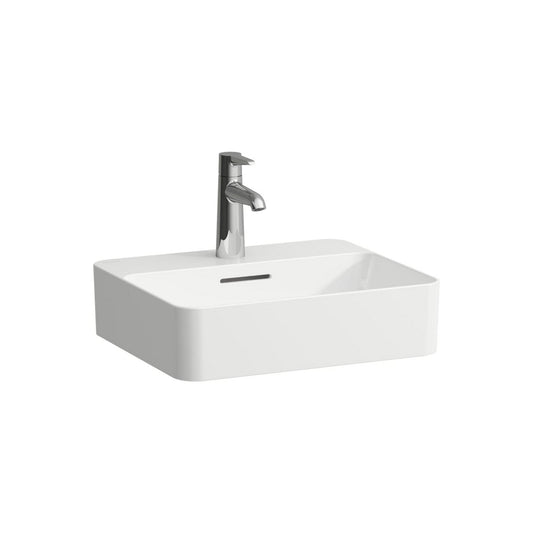 Laufen Val 18" Rectangular White Countertop Bathroom Sink With Faucet Hole