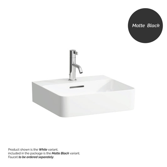 Laufen Val 18" x 17" Rectangular Matte Black Ceramic Wall-Mounted Bathroom Sink With Faucet Hole