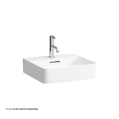 Laufen Val 18" x 17" Rectangular Matte White Ceramic Wall-Mounted Bathroom Sink With Faucet Hole