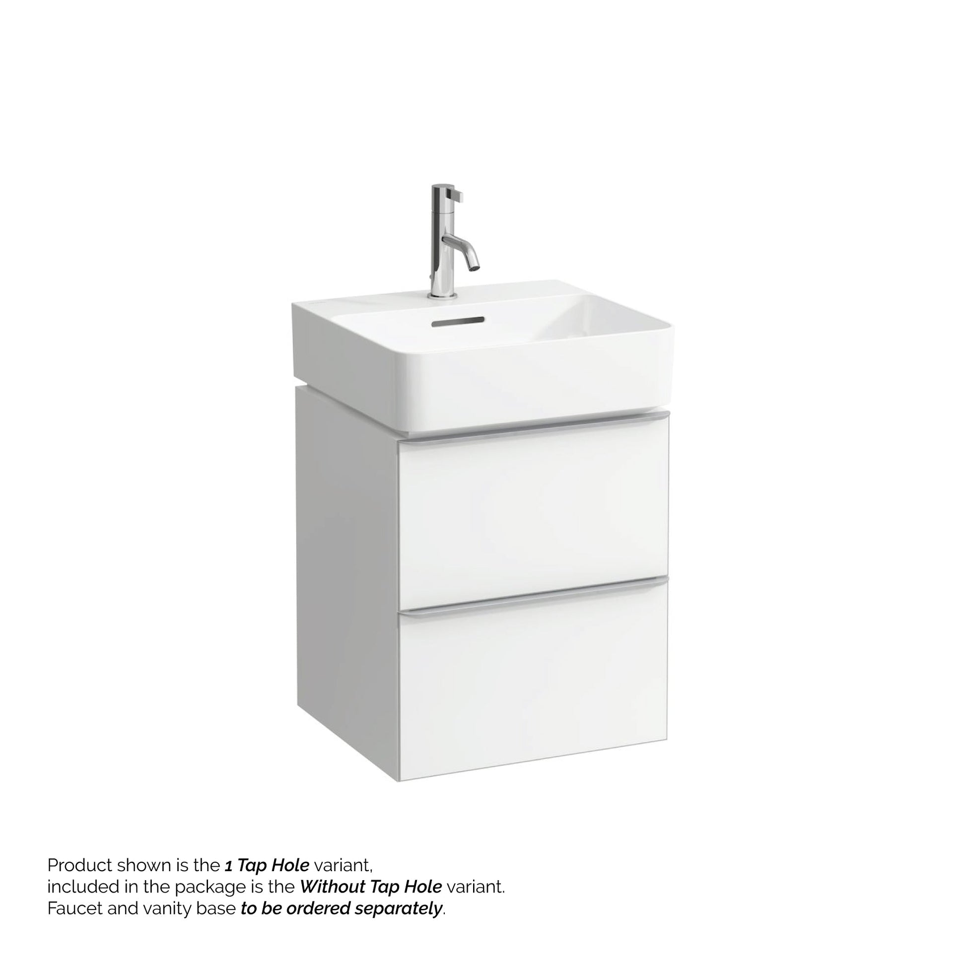 Laufen Val 18" x 17" Rectangular Matte White Ceramic Wall-Mounted Bathroom Sink Without Faucet Hole
